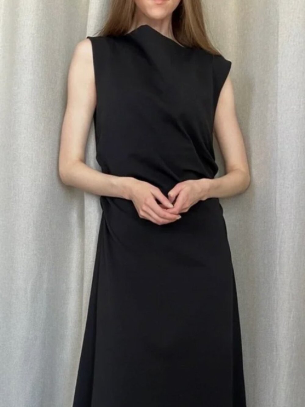 COS	Gathered Dress	Black